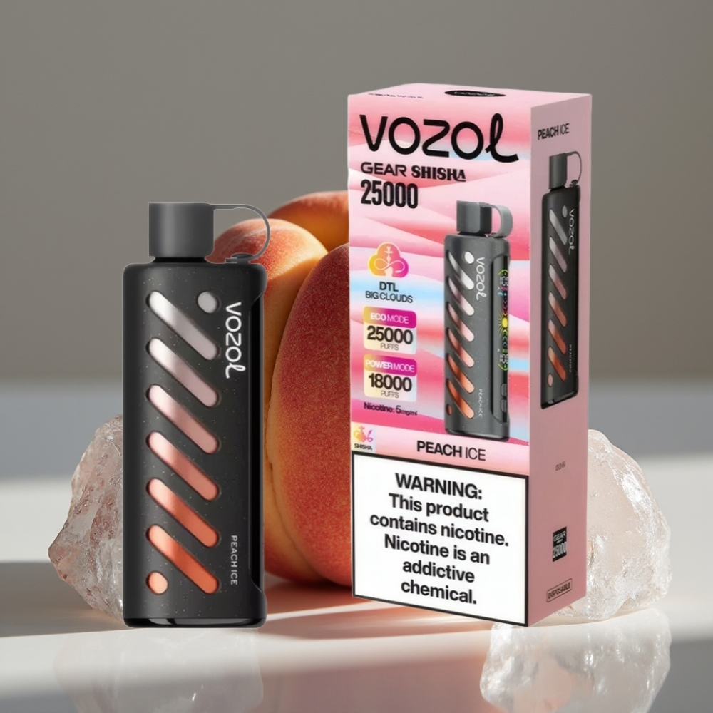 VOZOL Gear Shisha 25000 Puffs Peach Ice 5mg/ml 1000mAh Dual Mesh