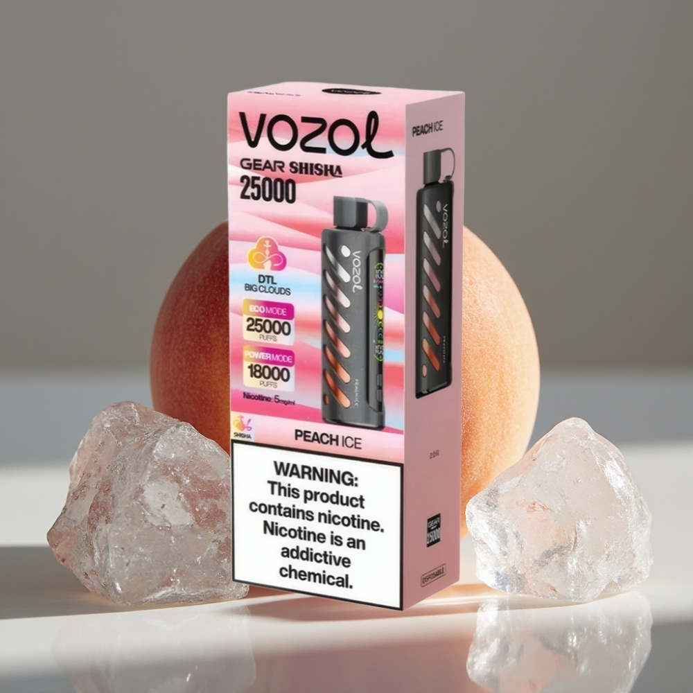 VOZOL Gear Shisha 25000 Puffs Peach Ice 5mg/ml 1000mAh Dual Mesh