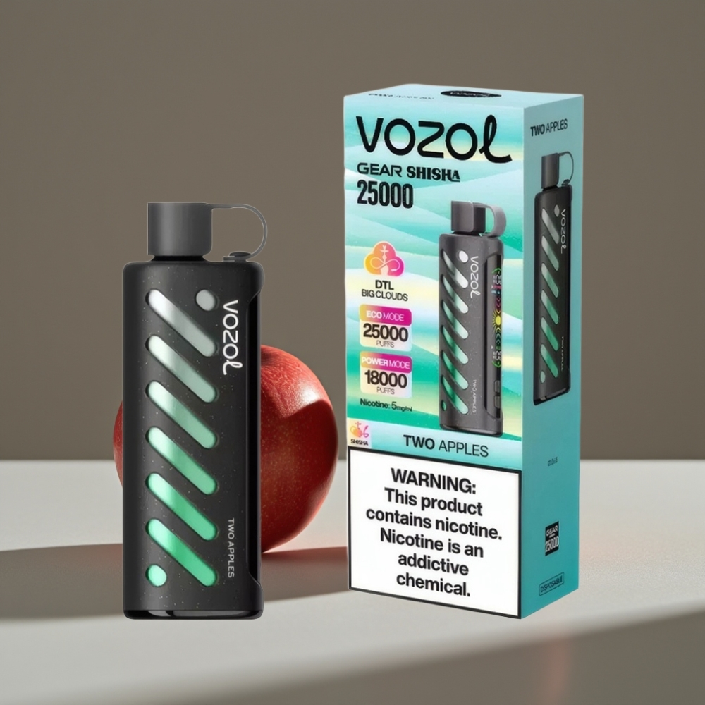 VOZOL Gear Shisha 25000 Puffs Två Äpplen, 5mg/ml, 1000mAh, Dual Mesh