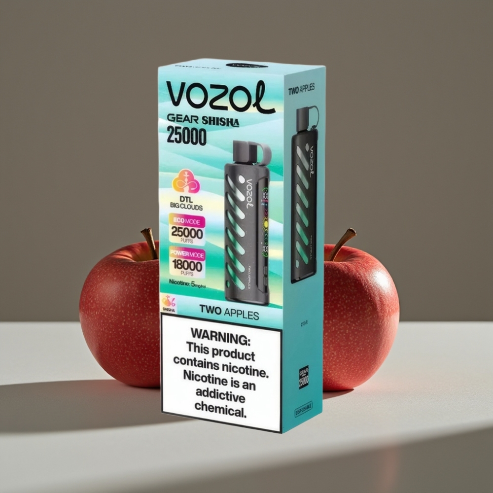 VOZOL Gear Shisha 25000 Puffs Två Äpplen, 5mg/ml, 1000mAh, Dual Mesh