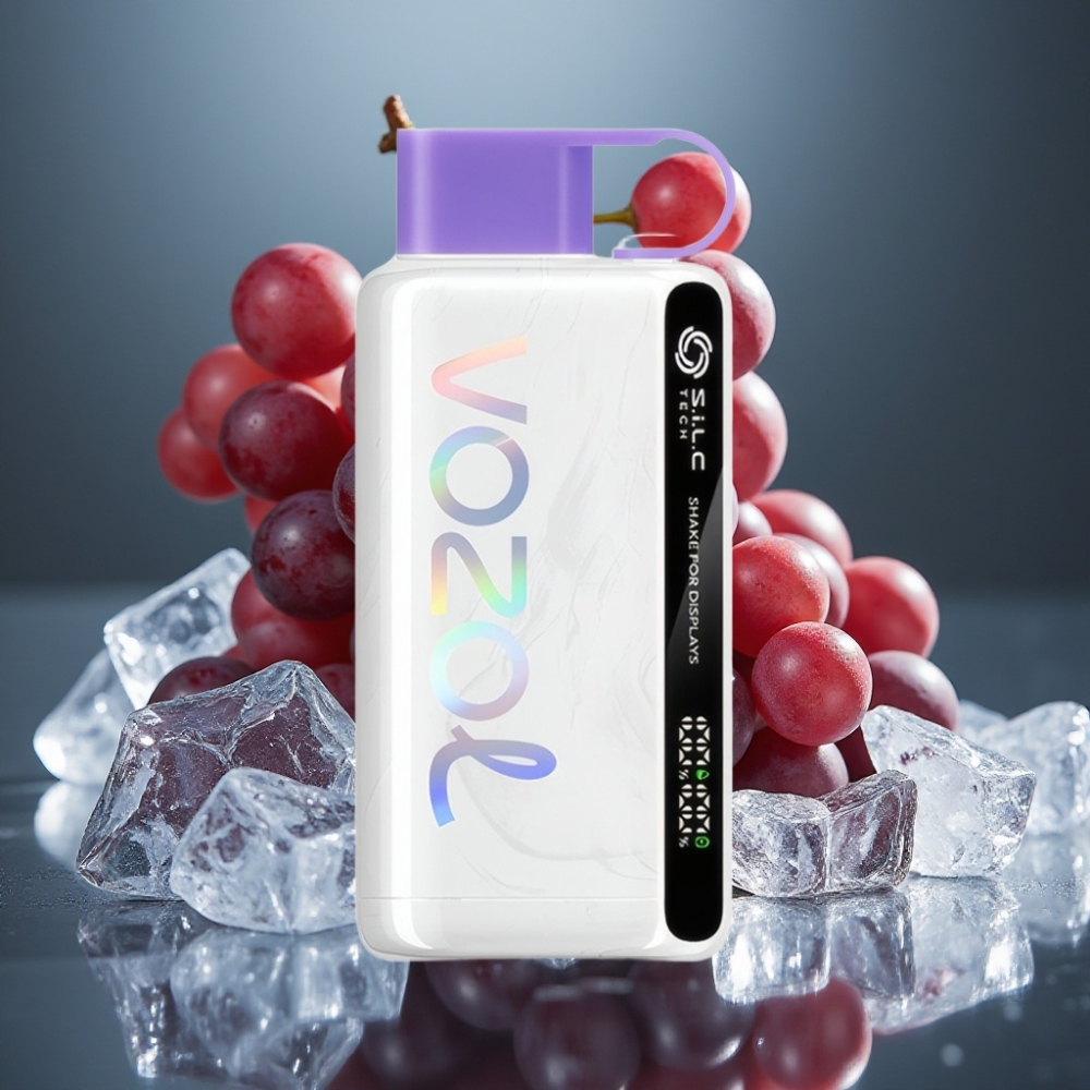 VOZOL STAR 9000/12000 Engångsvape Druvis Is med S.i.L.C TECH, Skaka för Display, 650mAh