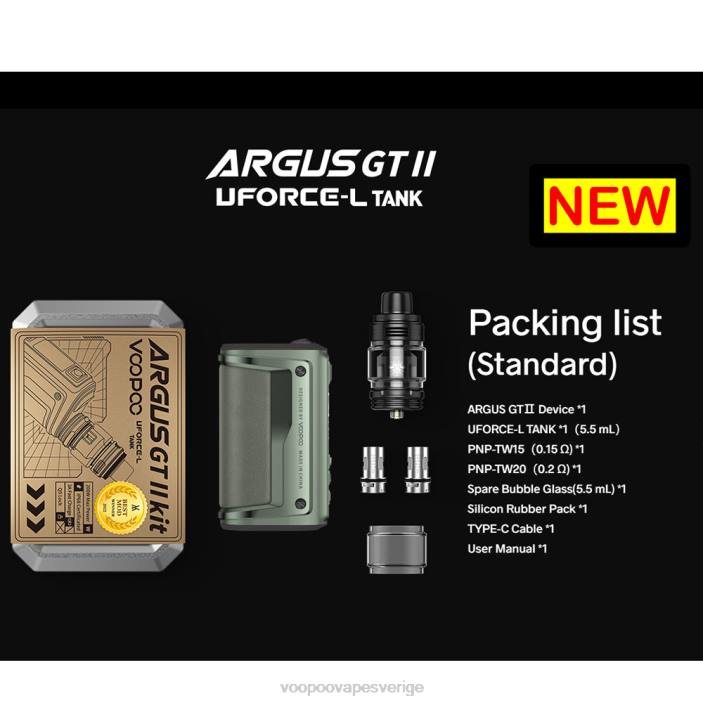 VOOPOO ARGUS GT II tanksats - VOOPOO Sverige grafit B46V1